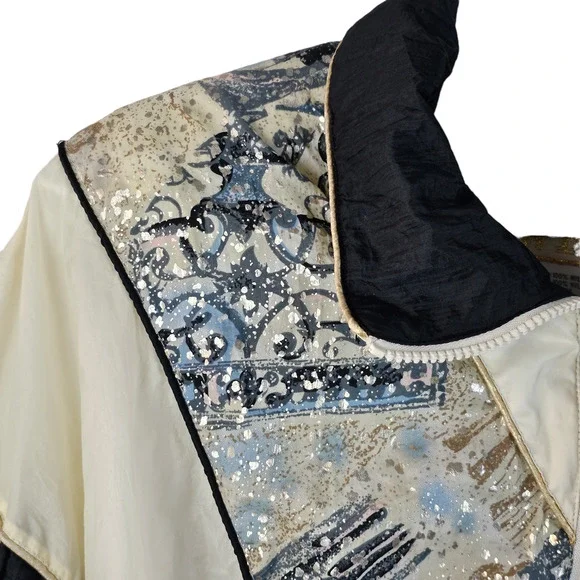 Vintage 80s East West Windbreaker cream silver blue women's Large - Picture 4 of 13